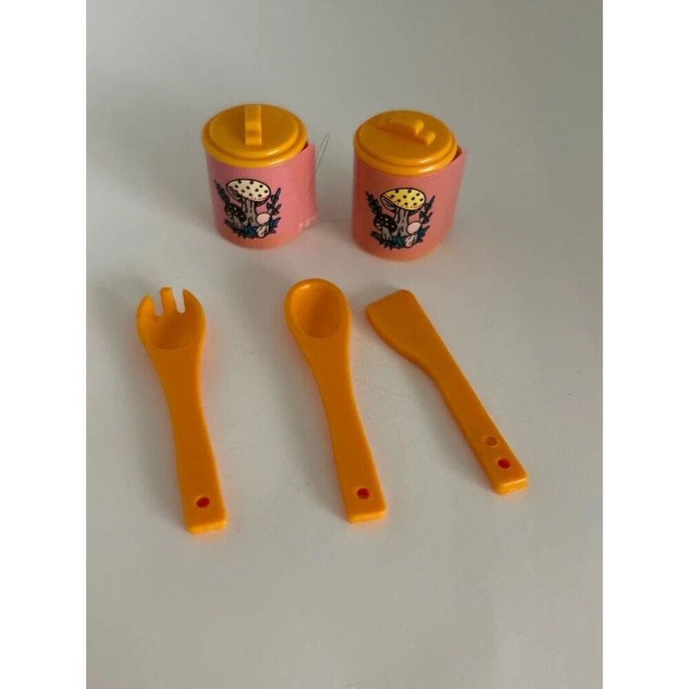 Barbie Doll Retro vintage mushroom canister cook set 1980's
